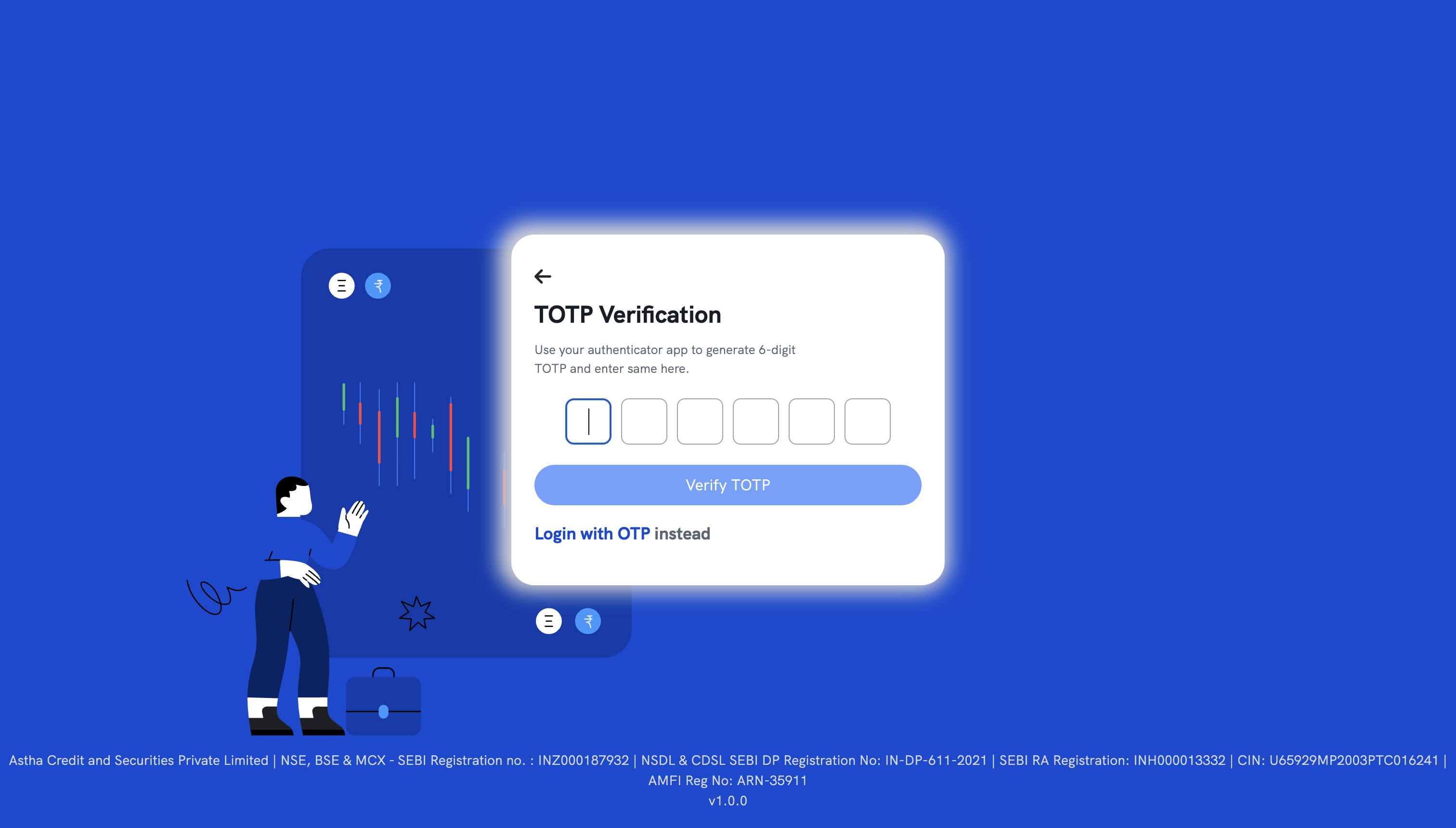 TOTP Verification screen on Rupeezy web