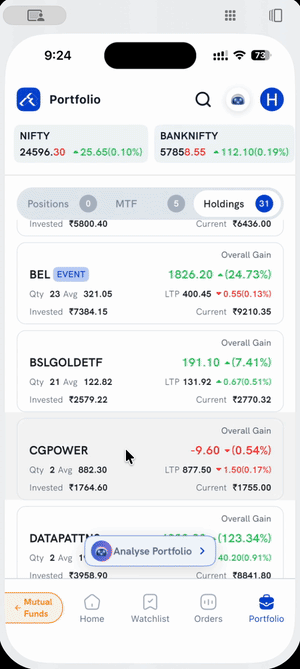Exiting a holding from the Holdings tab