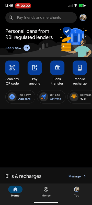 Navigating to You > Autopay > Pending in Google Pay