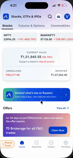 Modifying an active GTT order's trigger prices