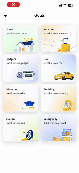 Setting up a ₹1 crore Custom goal in Goals on the Rupeezy app