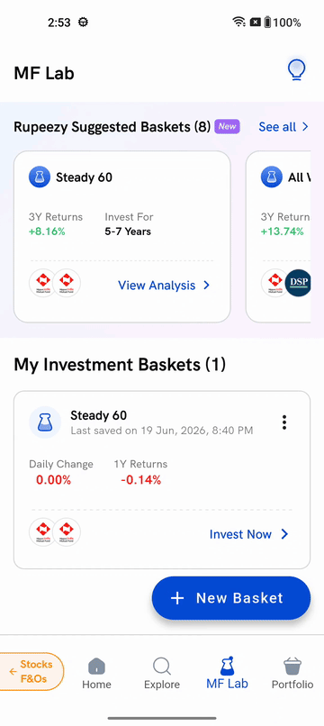 How to search for mutual funds on the Rupeezy app