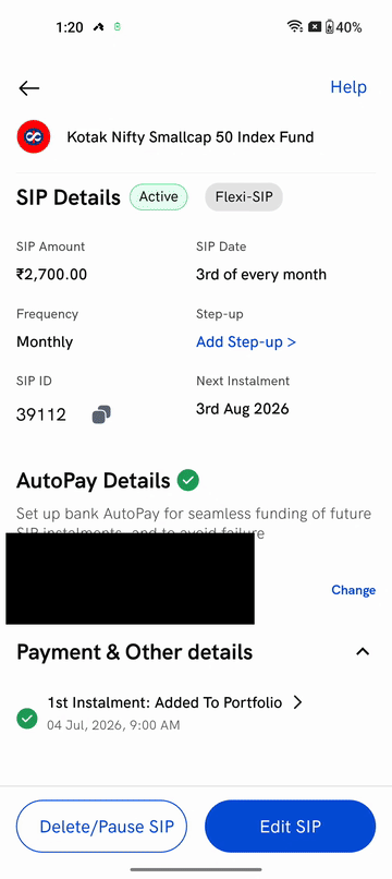 Modifying a SIP amount on the Rupeezy app