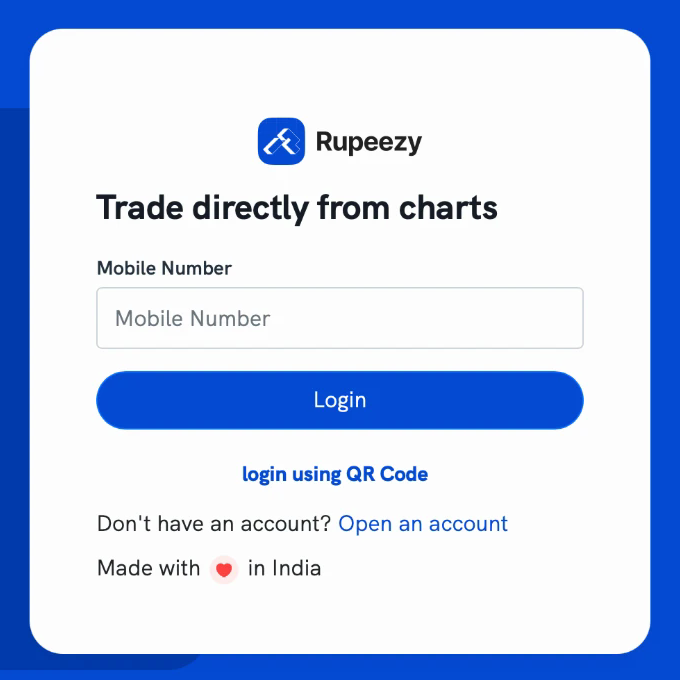 Desktop login page with the Mobile Number field and the login using QR Code link below the Login button